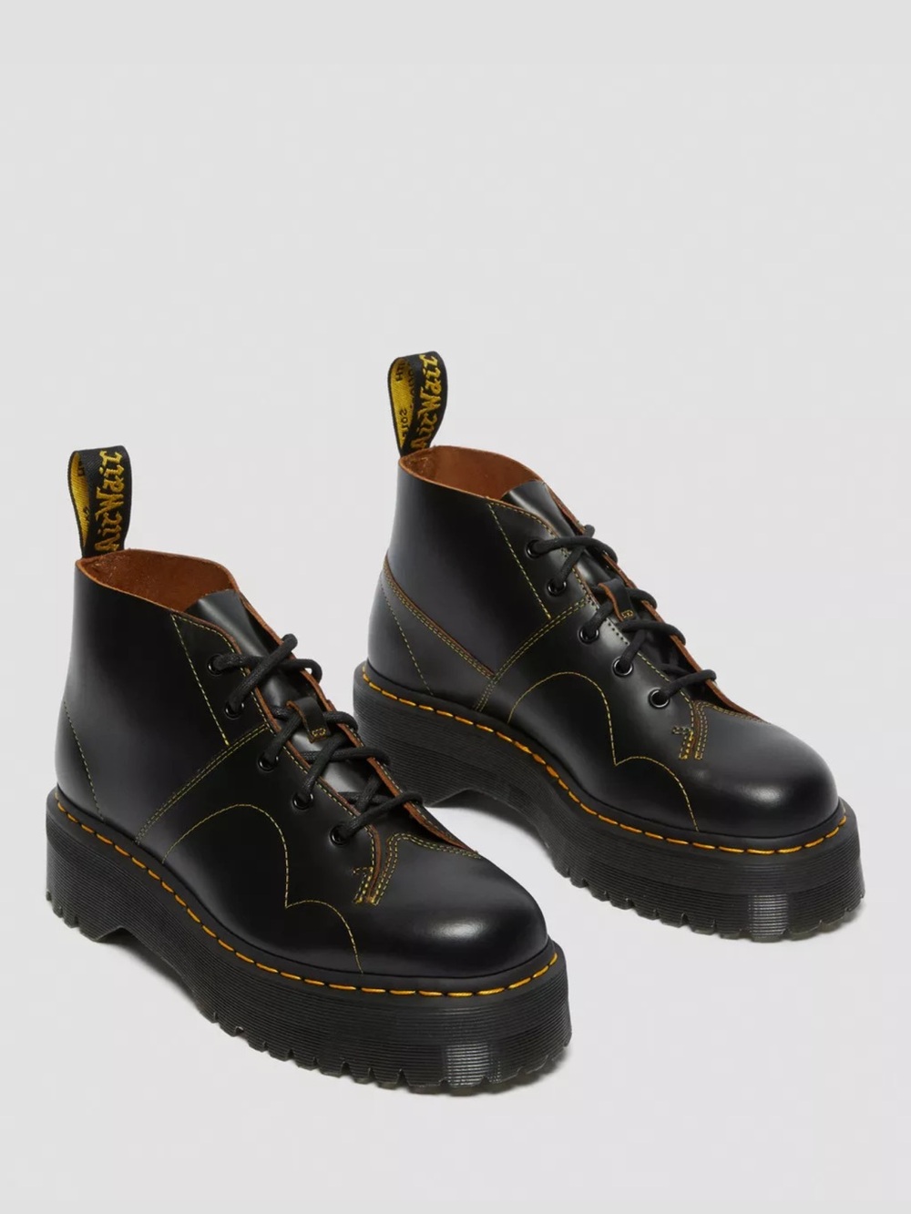 dr. doc martens church platform monkey boots women’s 8 black quad - Picture 10 of 10